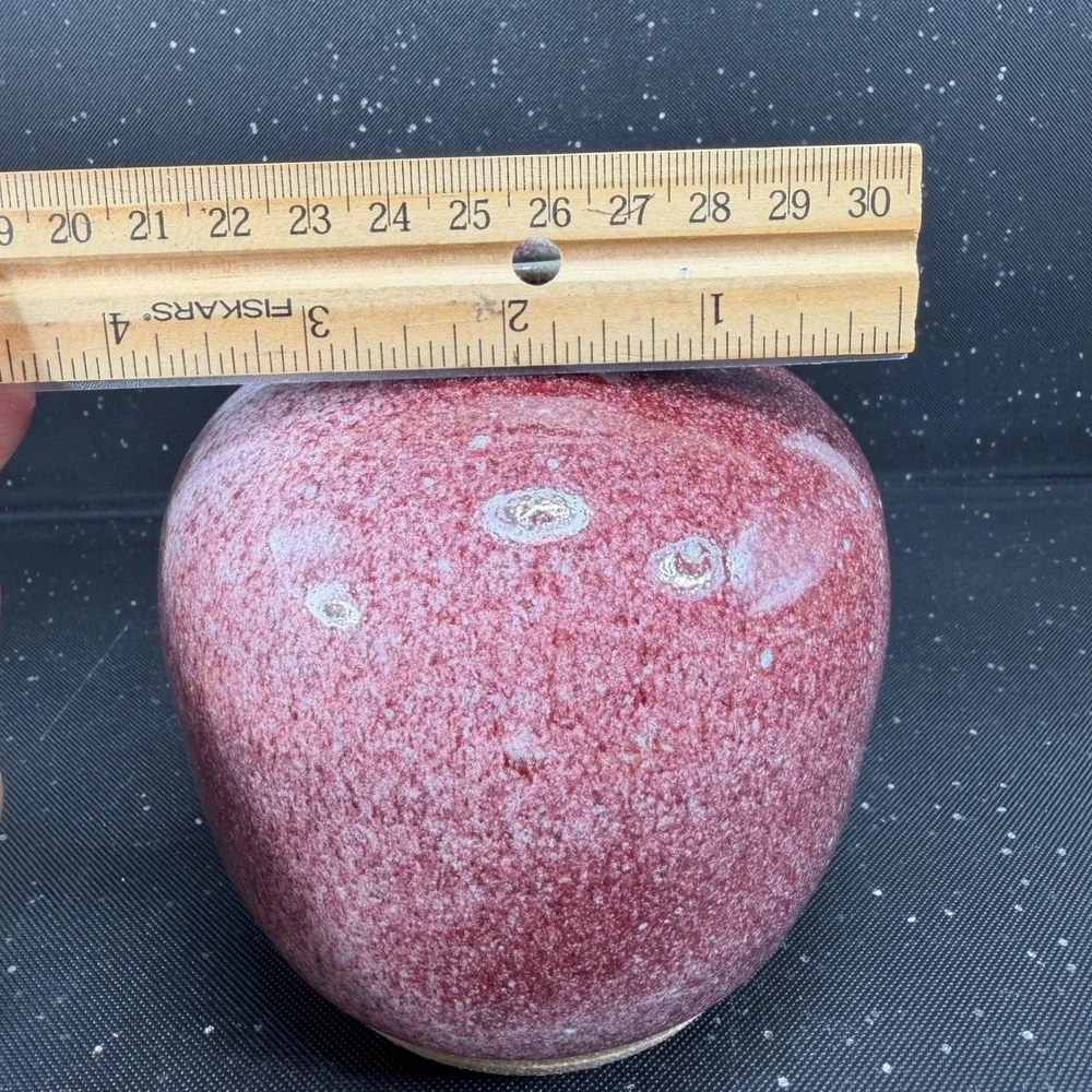 Vintage 1993 Signed Studio Pottery Bud Vase Oxblood Red Speckled Glaze 5inch VTG
